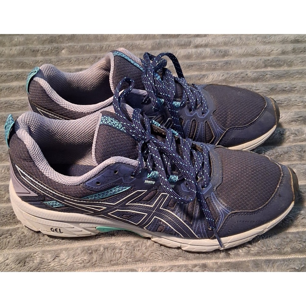 Asics Gel Venture 7 Trail Running Shoes Navy Blue, Teal, Lilac Size 9